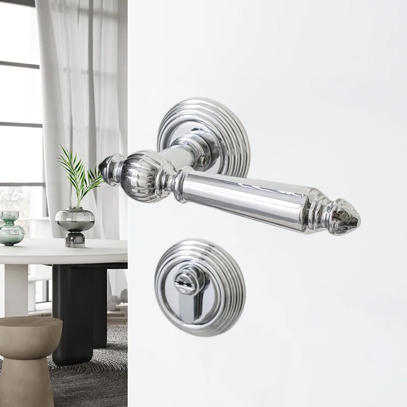 French Silver Door Lock Bedroom Light Luxury Interior Magnetic Absorption Silent Room Door Lock American Bright Chrome Wood Door
French Silver Door Lock Bedroom Light Luxury Interior Magnetic Absorption Silent Room Door Lock American Bright Chrome Wood Door