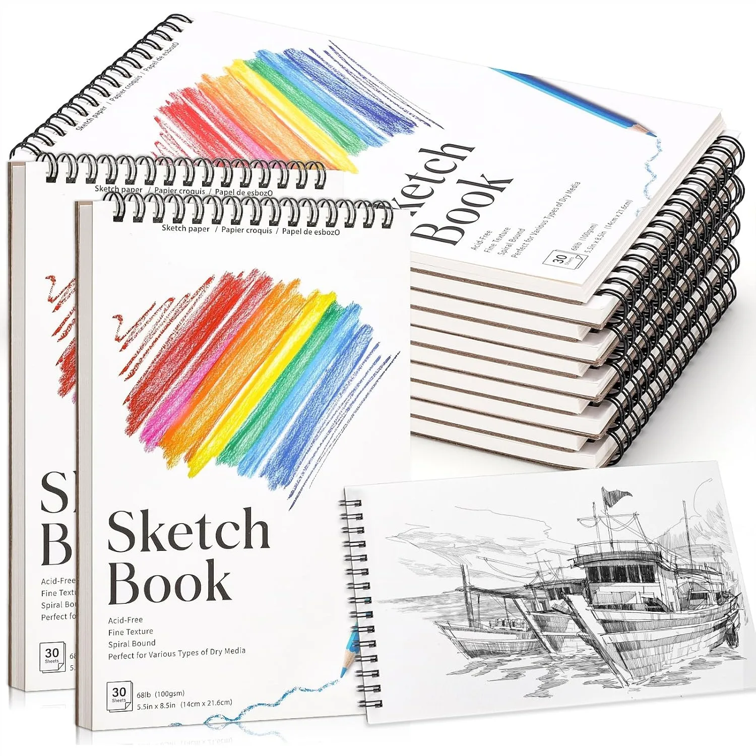 12 Pack Small Sketch Books 5.5x8.5 Inch Spiral Bound Sketchbook for Drawing, 68lb/100gsm Acid Free Art Supplies for Kids
12 Pack Small Sketch Books 5.5x8.5 Inch Spiral Bound Sketchbook for Drawing, 68lb/100gsm Acid Free Art Supplies for Kids