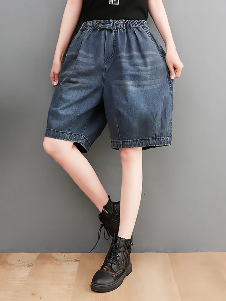 6134 Summer Fashion Women Denim Shorts Lady Loose Casual Elastic Waist Vintage Cotton Straight Solid Color Thin Short Jean Pants
6134 Summer Fashion Women Denim Shorts Lady Loose Casual Elastic Waist Vintage Cotton Straight Solid Color Thin Short Jean Pants