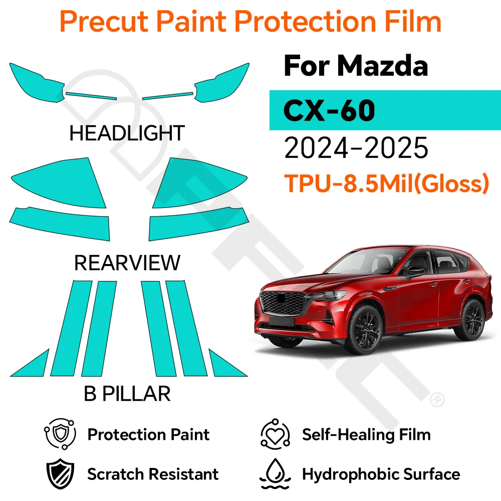 For MAZDA CX-60 2025-2026 Precut Headlight Rearview Protection Film 8.5mil TPU Clear Bra Anti-scratch Protective Car Accessories
For MAZDA CX-60 2025-2026 Precut Headlight Rearview Protection Film 8.5mil TPU Clear Bra Anti-scratch Protective Car Accessories