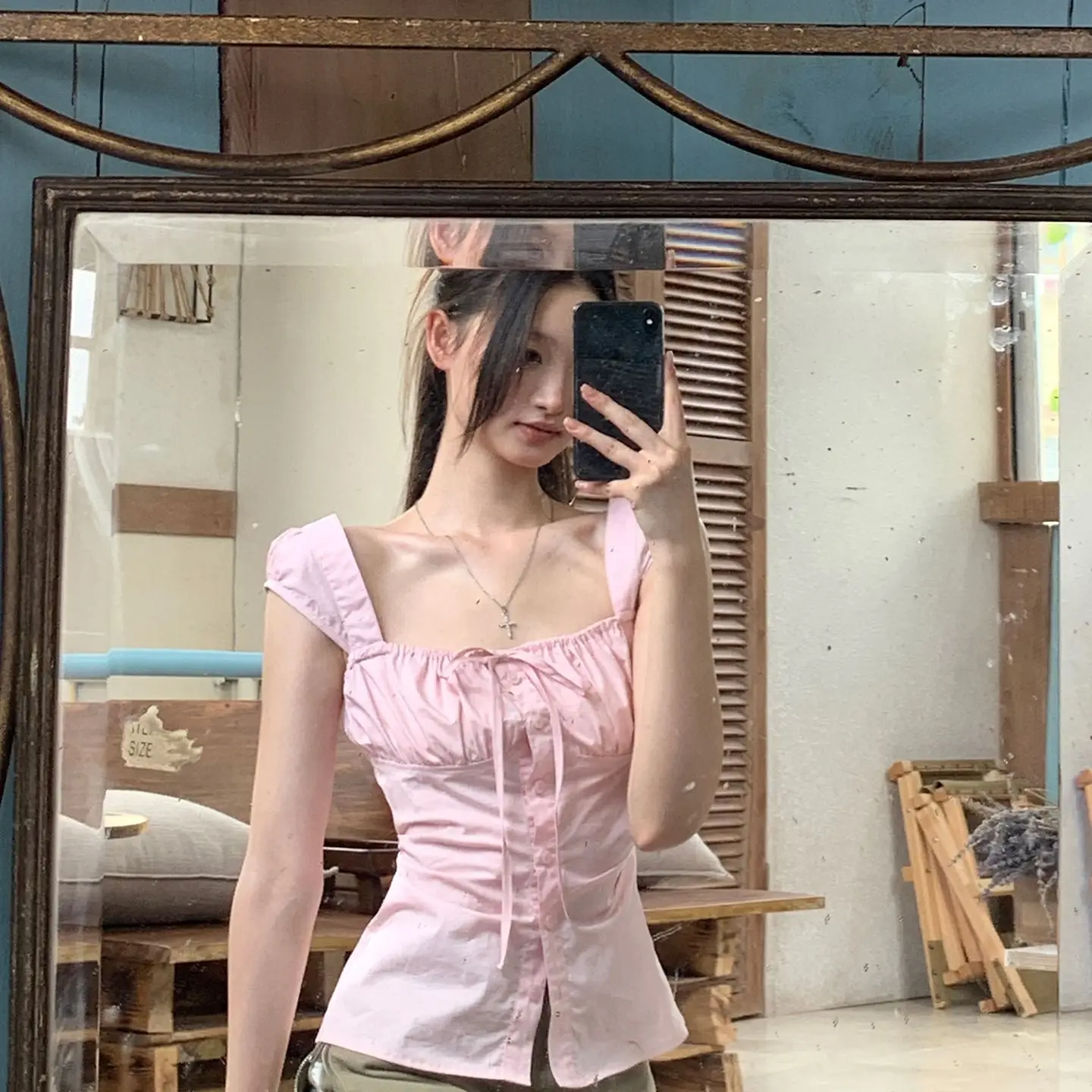 2026 New Summer Women's Pink Pure Desire Style Off Shoulder Square Neck Shirt, Unique Sweet & Spicy Slim Fit Blouse Top For
2026 New Summer Women's Pink Pure Desire Style Off Shoulder Square Neck Shirt, Unique Sweet & Spicy Slim Fit Blouse Top For