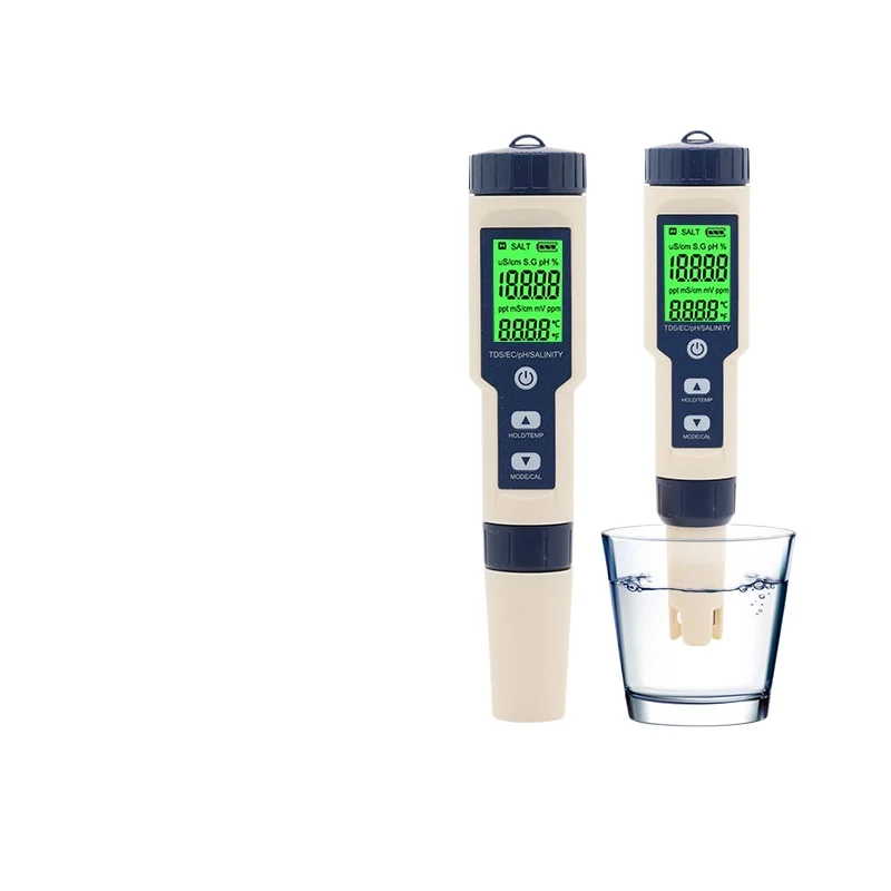 5-In-1 PH meter pH ECTDS temperature, salinity, conductivity, water quality test pen
5-In-1 PH meter pH ECTDS temperature, salinity, conductivity, water quality test pen