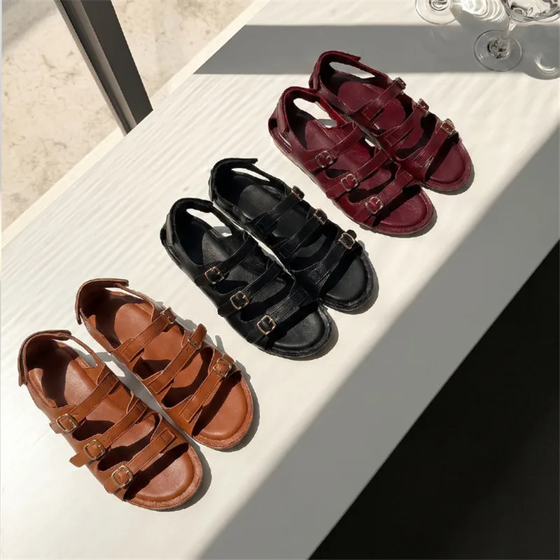 New Summer Sandals Genuine Leather Women Shoes Round Toe Shoes for Women Fashion Buckle Sandals Handmade Low Heels Sandals
New Summer Sandals Genuine Leather Women Shoes Round Toe Shoes for Women Fashion Buckle Sandals Handmade Low Heels Sandals