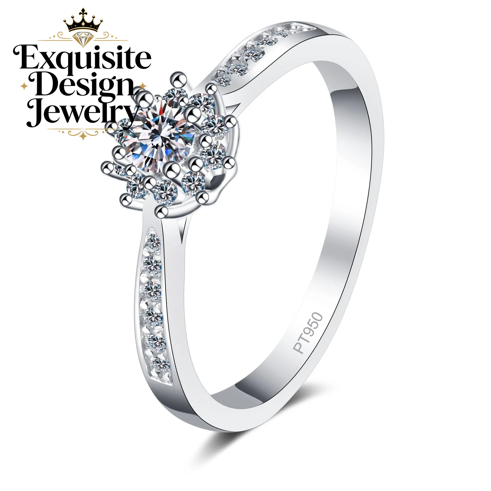 Exquisite Platinum PT950 Women's Inlaid 0.2-carat Moissanite Ring Simple Flower Diamond Ring for Proposing Party Charm Jewelry
Exquisite Platinum PT950 Women's Inlaid 0.2-carat Moissanite Ring Simple Flower Diamond Ring for Proposing Party Charm Jewelry