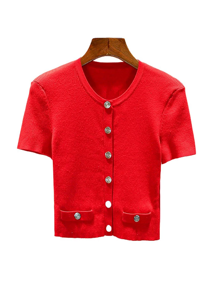 Red Short Knitted Sweater Luxury Brand T-shirt Holiday Clothing Elegant Top High-end Women's Clothing 25 New Spring Style
Red Short Knitted Sweater Luxury Brand T-shirt Holiday Clothing Elegant Top High-end Women's Clothing 25 New Spring Style