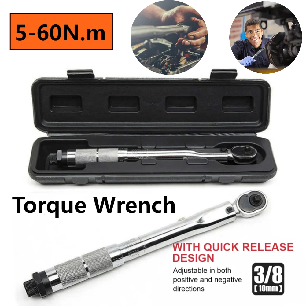 New 5-60N.m Torque Wrench 3/8 Inch Reversible Ratchet Key Square Drive Reversible Ratchet Spanner Precise Preset Car Repair Tool
New 5-60N.m Torque Wrench 3/8 Inch Reversible Ratchet Key Square Drive Reversible Ratchet Spanner Precise Preset Car Repair Tool