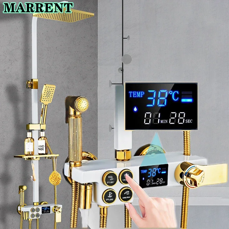 Hot Cold Digital Bathroom Shower Set of 12 Inch Rainfall Shower Head Solid Brass Bathtub Mixer Faucet Thermostatic Shower System
Hot Cold Digital Bathroom Shower Set of 12 Inch Rainfall Shower Head Solid Brass Bathtub Mixer Faucet Thermostatic Shower System