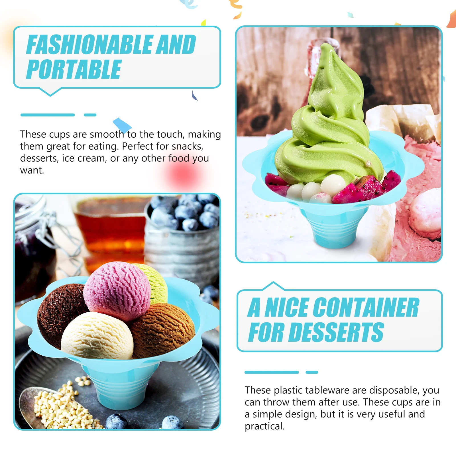 50 Pcs Cones Cups Small for Dessert Ice Cream Containers Yogurt Pattern Shape Desserts Portable
50 Pcs Cones Cups Small for Dessert Ice Cream Containers Yogurt Pattern Shape Desserts Portable