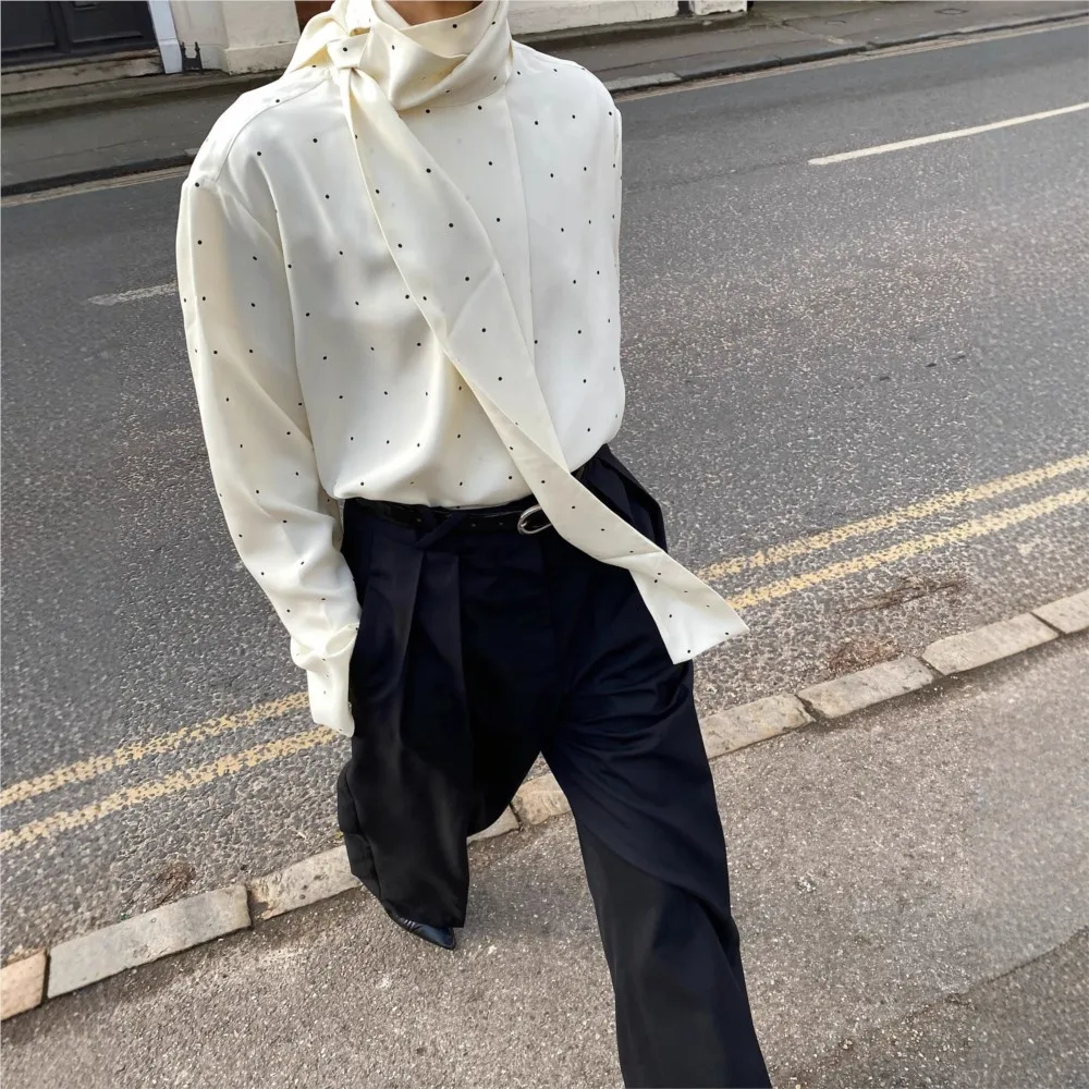 Polka Dot Shirt Elegant Women's Fashion Loose Casual Comfortable Commuter Style Tops Long Sleeve Ribbon Stitching Woman Clothes
Polka Dot Shirt Elegant Women's Fashion Loose Casual Comfortable Commuter Style Tops Long Sleeve Ribbon Stitching Woman Clothes