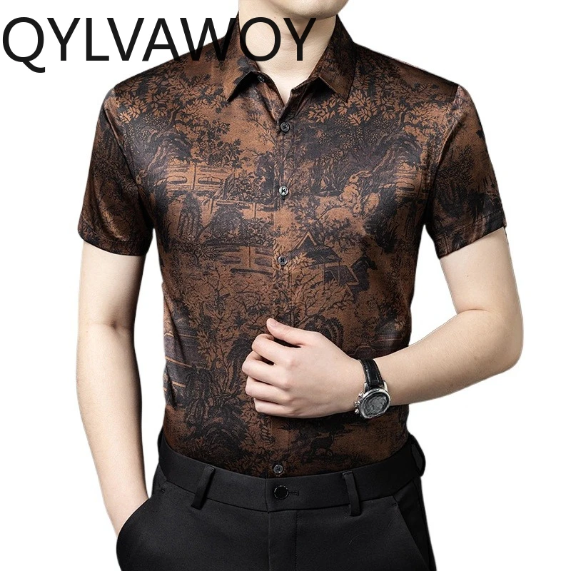 QYLVAWOY Vintage Shirt Summer Hawaiian Shirt Vacation Tops 90.8% Mulberry Silk Men's Shirts Short Sleeve Shirts for Man High-end
QYLVAWOY Vintage Shirt Summer Hawaiian Shirt Vacation Tops 90.8% Mulberry Silk Men's Shirts Short Sleeve Shirts for Man High-end