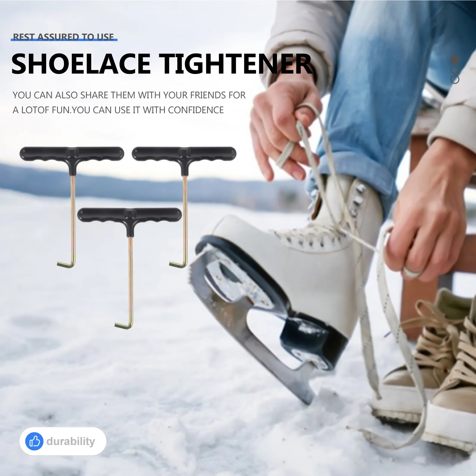 3Pcs Portable Shoelace Tightener T-Shaped Puller High-Strength Shoe Lace Tightening Tool Ergonomic Grip for Roller Skates Hockey
3Pcs Portable Shoelace Tightener T-Shaped Puller High-Strength Shoe Lace Tightening Tool Ergonomic Grip for Roller Skates Hockey