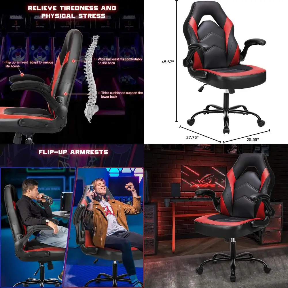 Ergonomic PU Leather Gaming Chair with Adjustable Height, Swivel Wheels, Lumbar Support for Home Office, Suitable for Adults and
Ergonomic PU Leather Gaming Chair with Adjustable Height, Swivel Wheels, Lumbar Support for Home Office, Suitable for Adults and