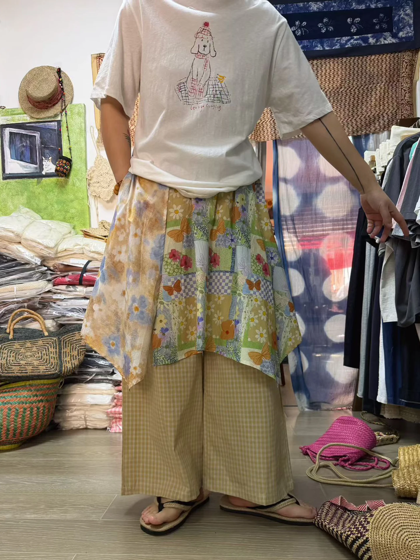 Retro Summer Floral Dog T-Shirt Yellow High Waist Pants Skirt plus Size Women's Clothing Fake Two-Piece Ensemble Wide Leg Pants
Retro Summer Floral Dog T-Shirt Yellow High Waist Pants Skirt plus Size Women's Clothing Fake Two-Piece Ensemble Wide Leg Pants