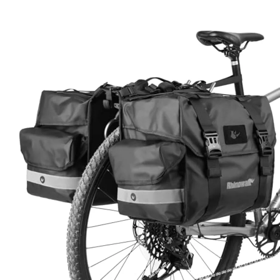 Bike Pannier Bag for Rear Rack Cycling Premium Waterproof Black Rhinowalk Double Saddle Bags with Carrying Handle and Reflectiv
Bike Pannier Bag for Rear Rack Cycling Premium Waterproof Black Rhinowalk Double Saddle Bags with Carrying Handle and Reflectiv