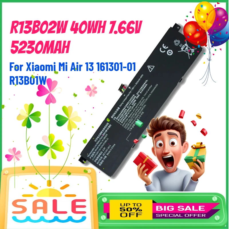 R13B02W 40Wh 7.66V 5230mAh Laptop Battery for Xiaomi Mi Air 13 161301-01 Replace Rechargeable Battery R13B01W
R13B02W 40Wh 7.66V 5230mAh Laptop Battery for Xiaomi Mi Air 13 161301-01 Replace Rechargeable Battery R13B01W
