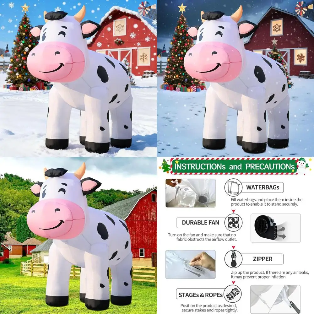 Большая 6,5 футов надувная горная корова со светодиодной подсветкой для рождественских и наружных украшений на ферме
Большая 6,5 футов надувная горная корова со светодиодной подсветкой для рождественских и наружных украшений на ферме