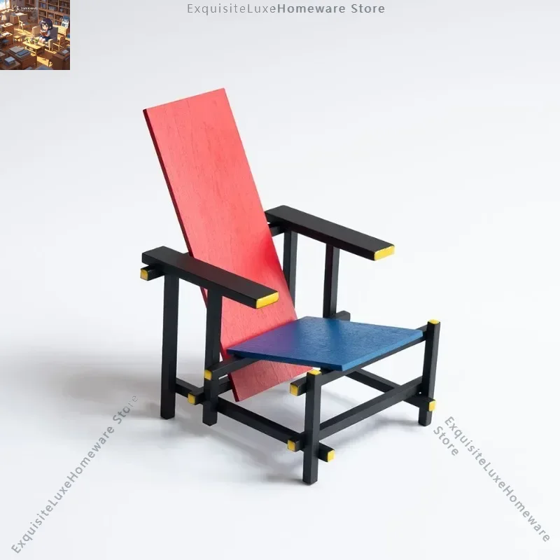140*110*140mm 1948~1965 Small Chair Desktop Decorations Mini Model Art Collection Ornaments Mondrian Style Red and Blue Chair
140*110*140mm 1948~1965 Small Chair Desktop Decorations Mini Model Art Collection Ornaments Mondrian Style Red and Blue Chair