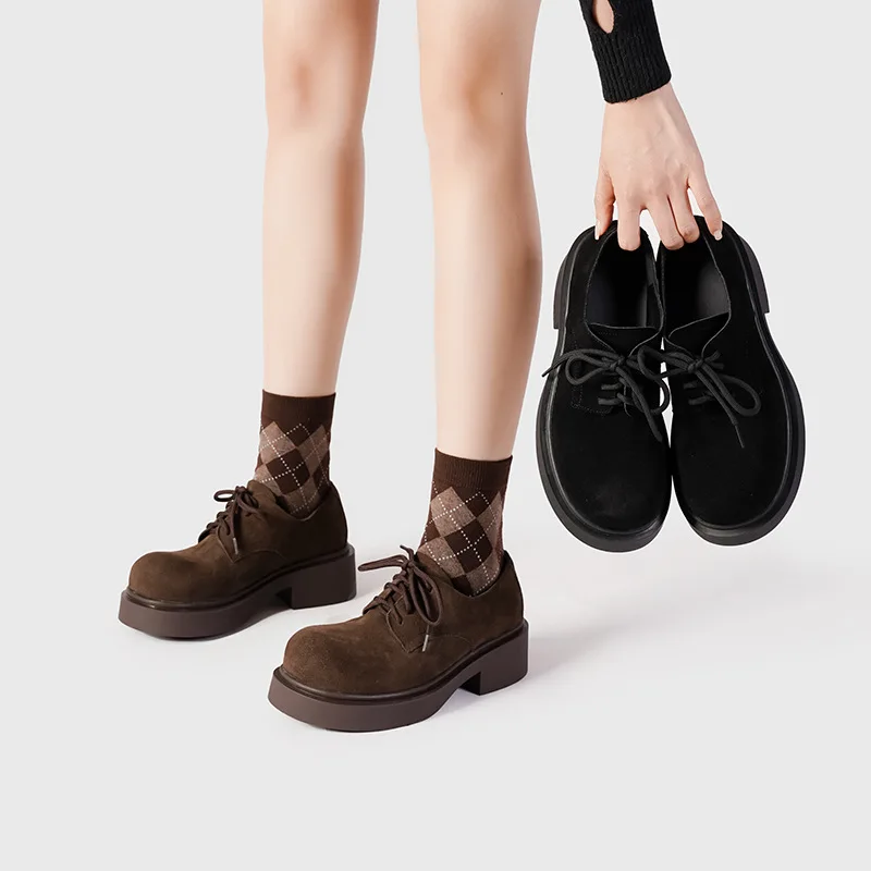 College Style Leather Shoes for Women 2024 New Lace-up Round Toe Oxford Shoes Retro Cow Suede Thick-soled Shoes
College Style Leather Shoes for Women 2024 New Lace-up Round Toe Oxford Shoes Retro Cow Suede Thick-soled Shoes