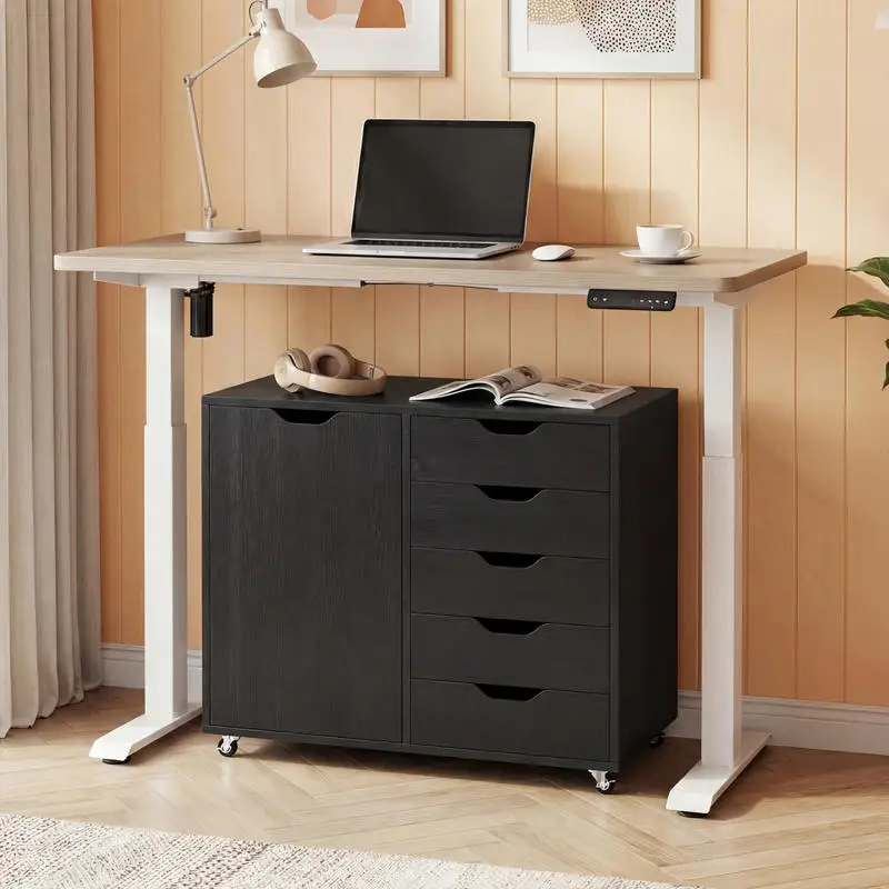 5-Drawer Rolling Storage Cart with Side Cabinet-Black
5-Drawer Rolling Storage Cart with Side Cabinet-Black