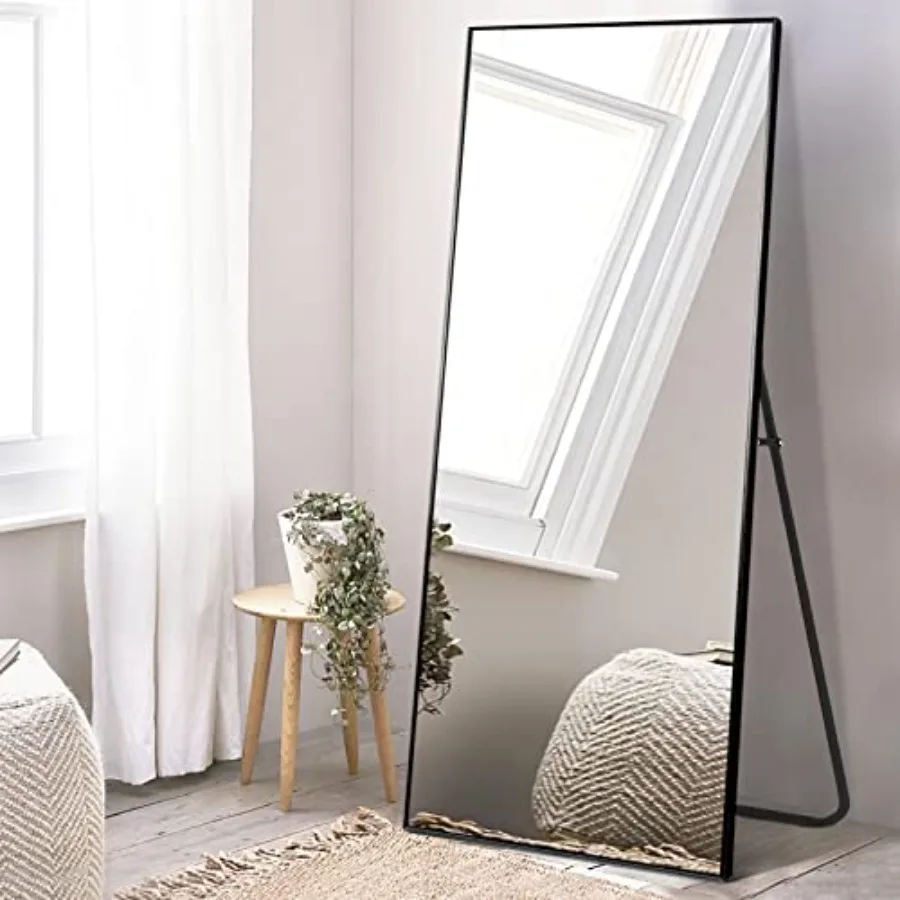 Full Length Mirror 64" x 21" Aluminum Alloy Frame Floor Mirror with Stand Large Bedroom Mirror Free Standing or Wall Mounted or
Full Length Mirror 64" x 21" Aluminum Alloy Frame Floor Mirror with Stand Large Bedroom Mirror Free Standing or Wall Mounted or