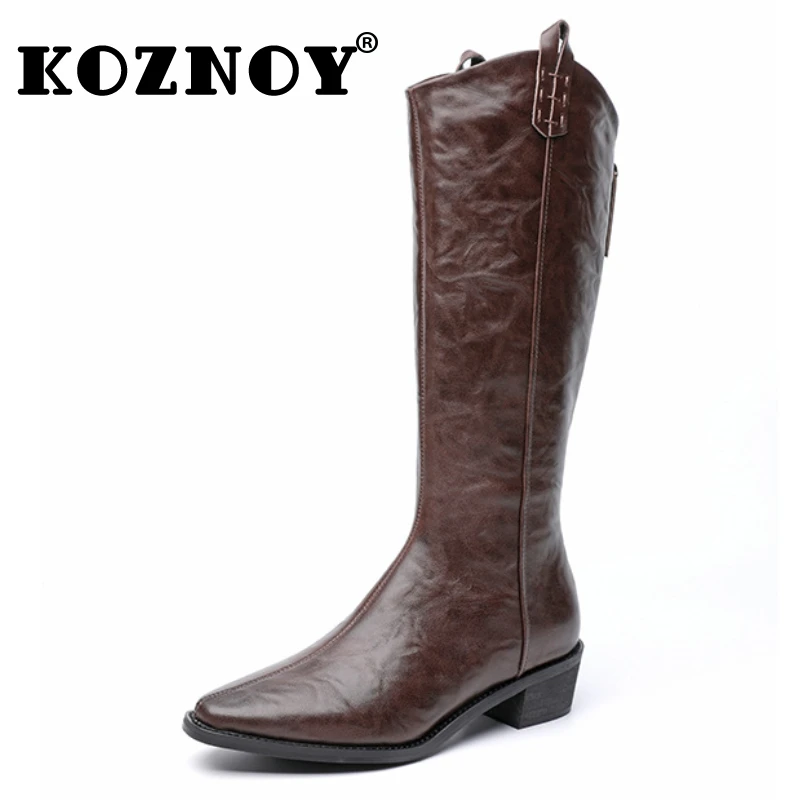 Koznoy 4cm Genuine Leather Point Toe Spring Chunky Heels Knee High Booties Snow ZIP Autumn Boots Ethnic Ankle Women Winter Shoes
Koznoy 4cm Genuine Leather Point Toe Spring Chunky Heels Knee High Booties Snow ZIP Autumn Boots Ethnic Ankle Women Winter Shoes