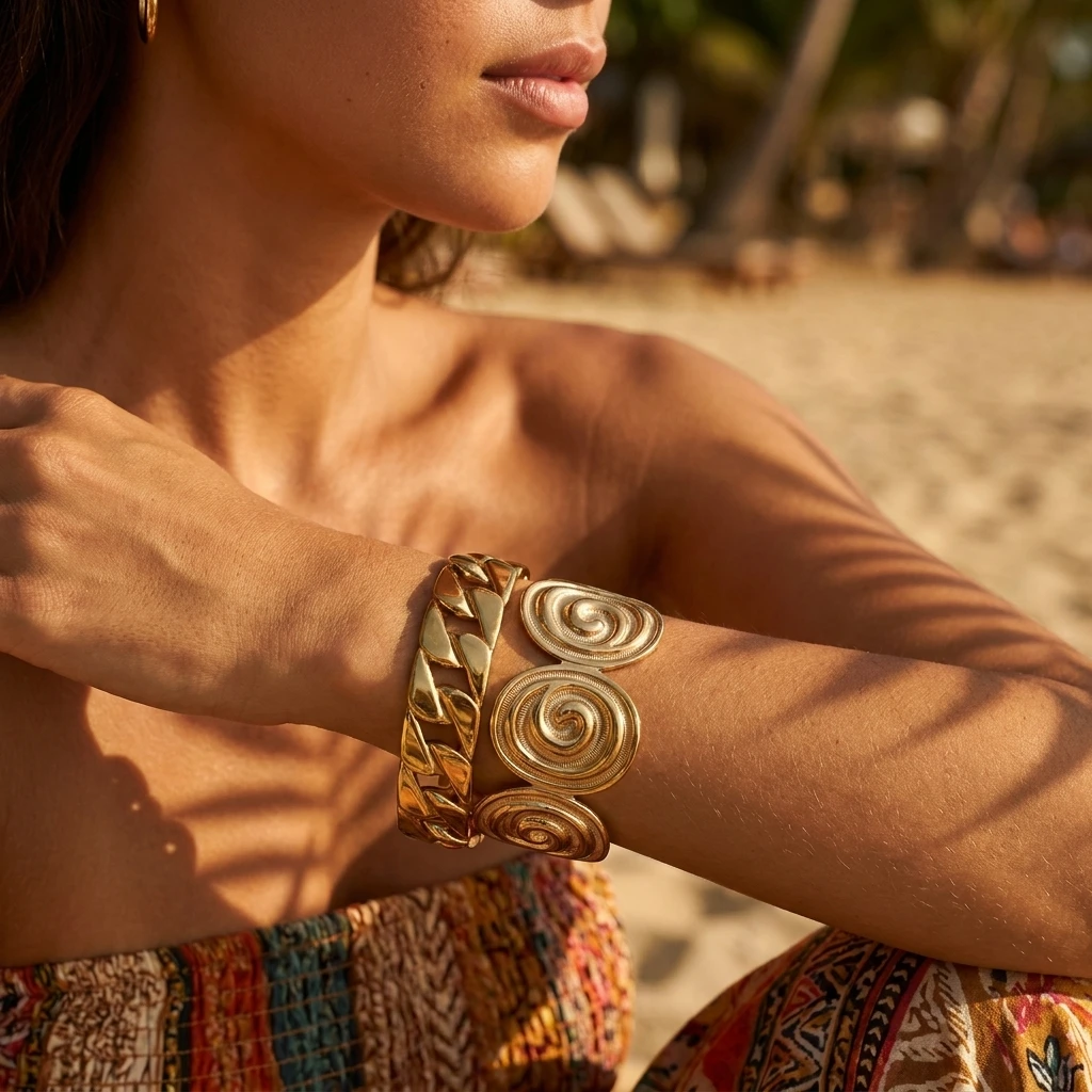 Vintage Chunky Wide Chain Link Cuff Bangle for Women Gold Color Stainless Steel Tarnish-Free Statement Stacking Bracelet
Vintage Chunky Wide Chain Link Cuff Bangle for Women Gold Color Stainless Steel Tarnish-Free Statement Stacking Bracelet