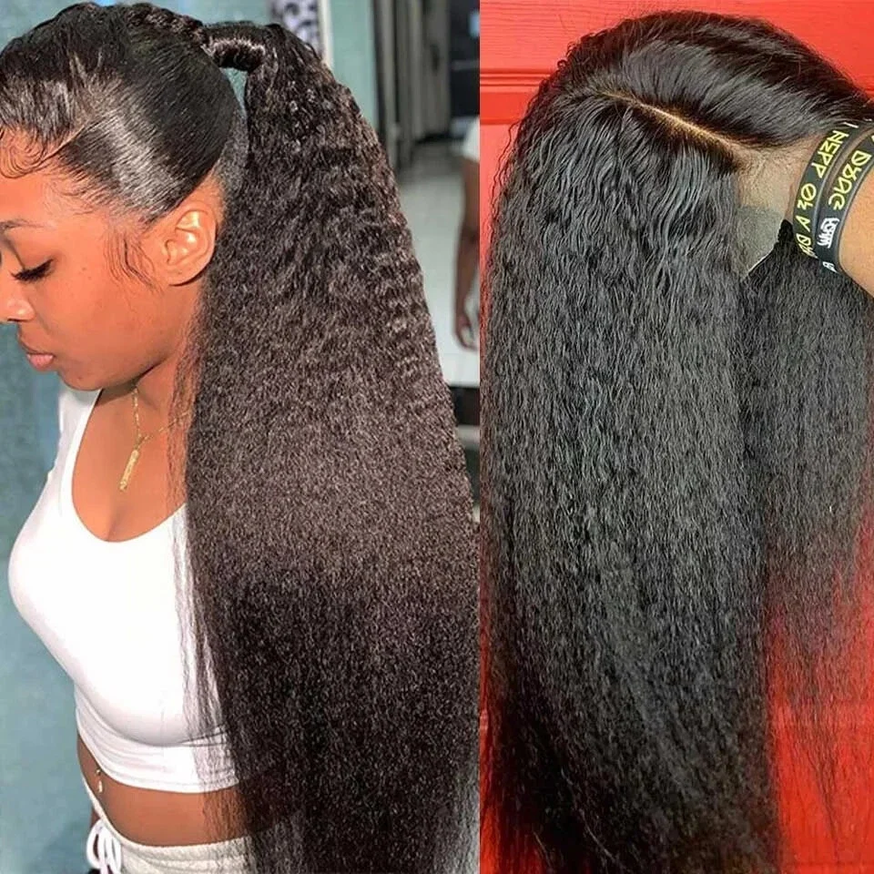 Kinky Straight 360 Lace Front Wigs Human Hair Pre Plucked With Baby Hairs 180% Density Drawstring 360 Yaki Straight 13x4 Transparent HD Lace Wig Human Hair Wigs For Black Women
Kinky Straight 360 Lace Front Wigs Human Hair Pre Plucked With Baby Hairs 180% Density Drawstring 360 Yaki Straight 13x4 Transparent HD Lace Wig Human Hair Wigs For Black Women