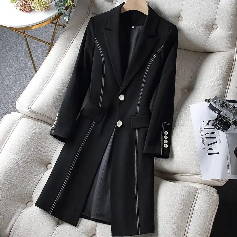 2022 Long Suit Jacket Women New Spring Autumn Blazer Vintage Fashion Coat Female Black Windbreaker Outerwear Casaco Feminino
2022 Long Suit Jacket Women New Spring Autumn Blazer Vintage Fashion Coat Female Black Windbreaker Outerwear Casaco Feminino
