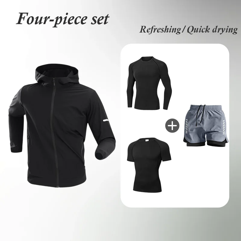 Men's 2026 Spring Sportswear Set Quick-Dry Jacket & Jogging Pants Four-Piece Trendy Outdoor Running Fitness Workout Outfit
Men's 2026 Spring Sportswear Set Quick-Dry Jacket & Jogging Pants Four-Piece Trendy Outdoor Running Fitness Workout Outfit