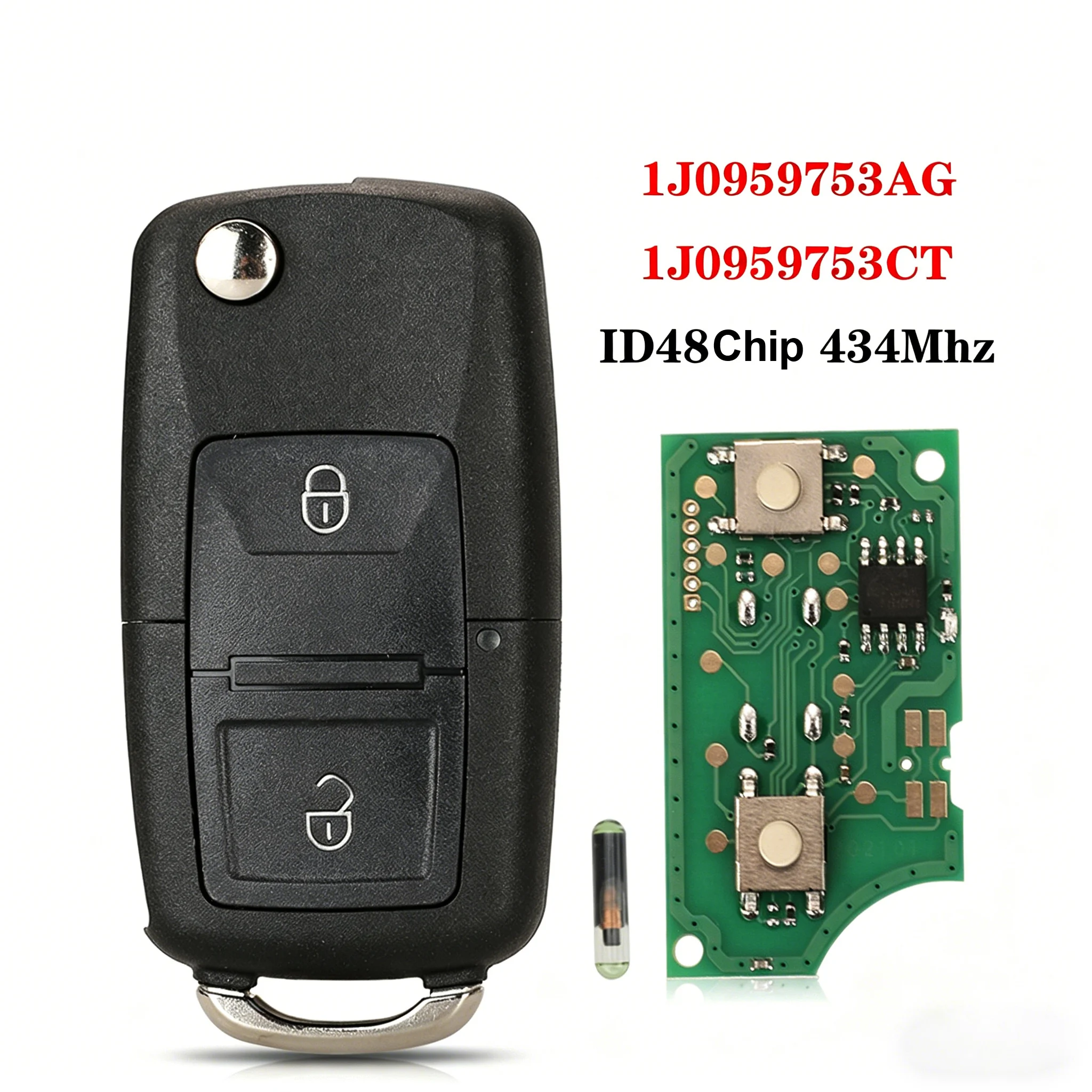 2 Button Flip Remote Car Key with ID48 Chip 434MHz 1J0959753AG/CT HU66 For VW Golf Passat Beetle Polo Skoda Octavia Seat Leon
2 Button Flip Remote Car Key with ID48 Chip 434MHz 1J0959753AG/CT HU66 For VW Golf Passat Beetle Polo Skoda Octavia Seat Leon