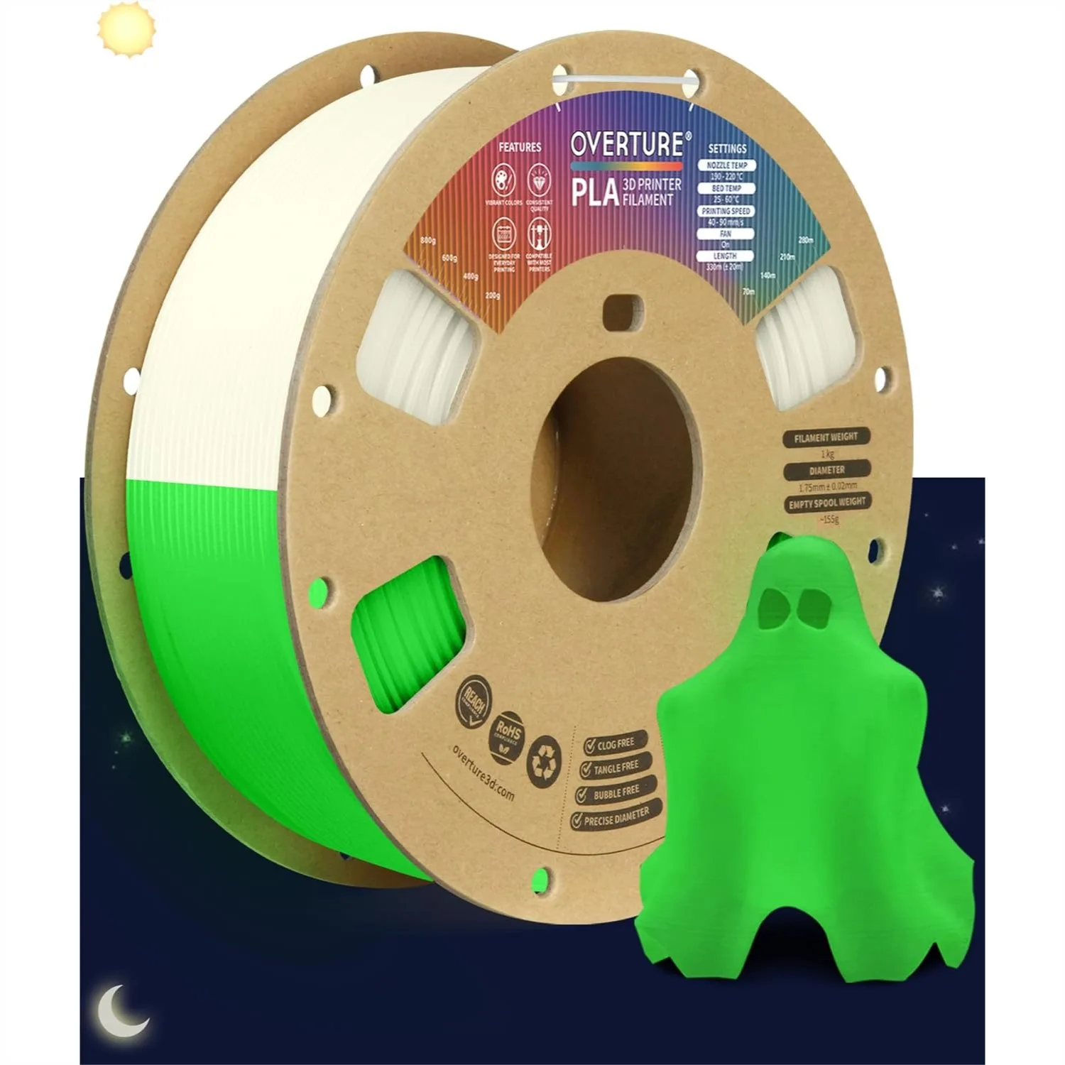 Glow in the Dark PLA Filament 1.75mm, 1kg Spool, Dimensional Accuracy +/- 0.02 mm, Fit Most FDM Printer
Glow in the Dark PLA Filament 1.75mm, 1kg Spool, Dimensional Accuracy +/- 0.02 mm, Fit Most FDM Printer