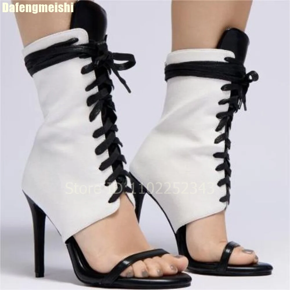 2026 Stiletto Heel Fashion Straps Summer Boots Black/white with Open Toe High Heels Women Mid-Calf Sandals Cross Strap Shoes
2026 Stiletto Heel Fashion Straps Summer Boots Black/white with Open Toe High Heels Women Mid-Calf Sandals Cross Strap Shoes