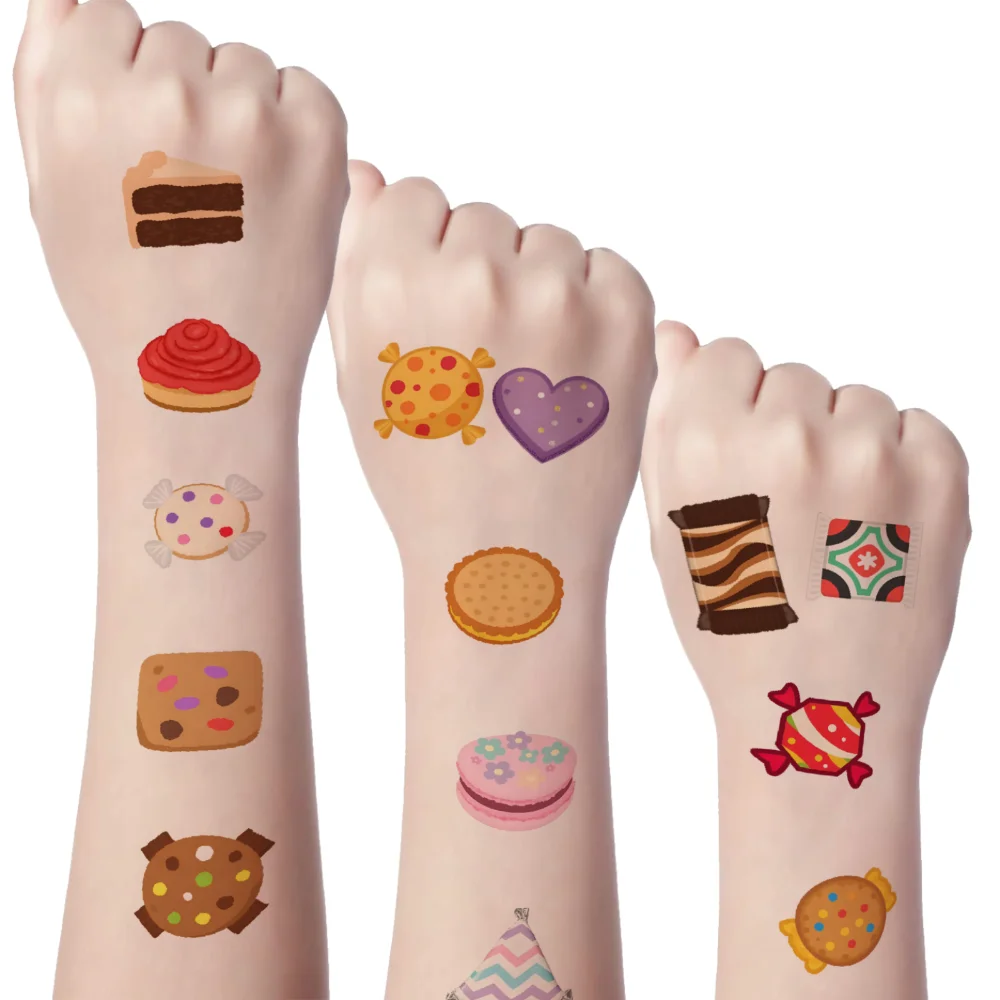 63pcs Temporary Tattoo Pretzel Waterproof Long-lasting Body Stickers Cupcake Macaron Cartoon Cake For Cheeks 
63pcs Temporary Tattoo Pretzel Waterproof Long-lasting Body Stickers Cupcake Macaron Cartoon Cake For Cheeks