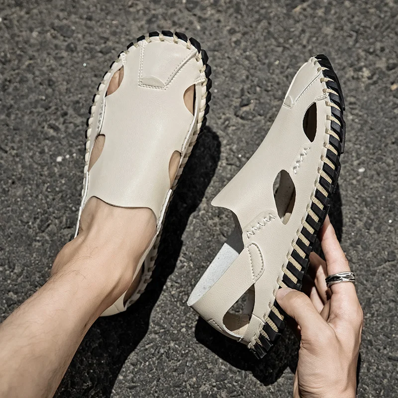 Men Fashion Sandals Black Beige Business Office Headband Sandals High Quality Soft Leather Beach Sandals Size 38-48 Men Sandals
Men Fashion Sandals Black Beige Business Office Headband Sandals High Quality Soft Leather Beach Sandals Size 38-48 Men Sandals