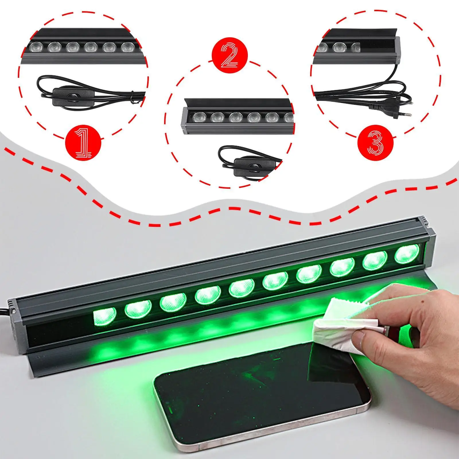 Universal Green LED Dust Display Lamp Dust Inspection Tool Aluminum Material Cleaner LED Lamp for Mobile Screen Cleaning
Universal Green LED Dust Display Lamp Dust Inspection Tool Aluminum Material Cleaner LED Lamp for Mobile Screen Cleaning