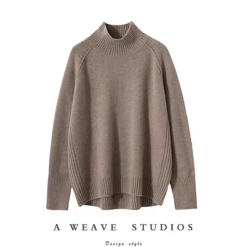 100% pure cashmere sweater women's high-neck thickened pullover loose wool knitted base layer
100% pure cashmere sweater women's high-neck thickened pullover loose wool knitted base layer