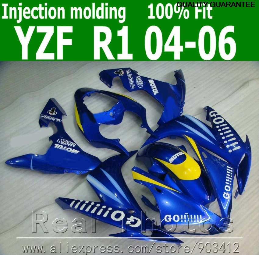 High quality fairing kit for YAMAHA Injection molding YZFR1 2004-2006 blue GO!!!!! fairings set 04 05 06 YZF R1 AS61
High quality fairing kit for YAMAHA Injection molding YZFR1 2004-2006 blue GO!!!!! fairings set 04 05 06 YZF R1 AS61