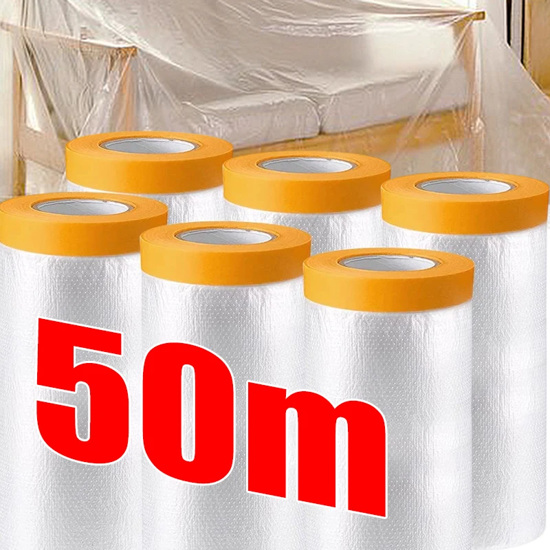 10/50m Dustproof Films Self-adhesive Masking Film Tape Furniture Anti-Dust Automotive Painting Protection Covers Drop Cloth
10/50m Dustproof Films Self-adhesive Masking Film Tape Furniture Anti-Dust Automotive Painting Protection Covers Drop Cloth