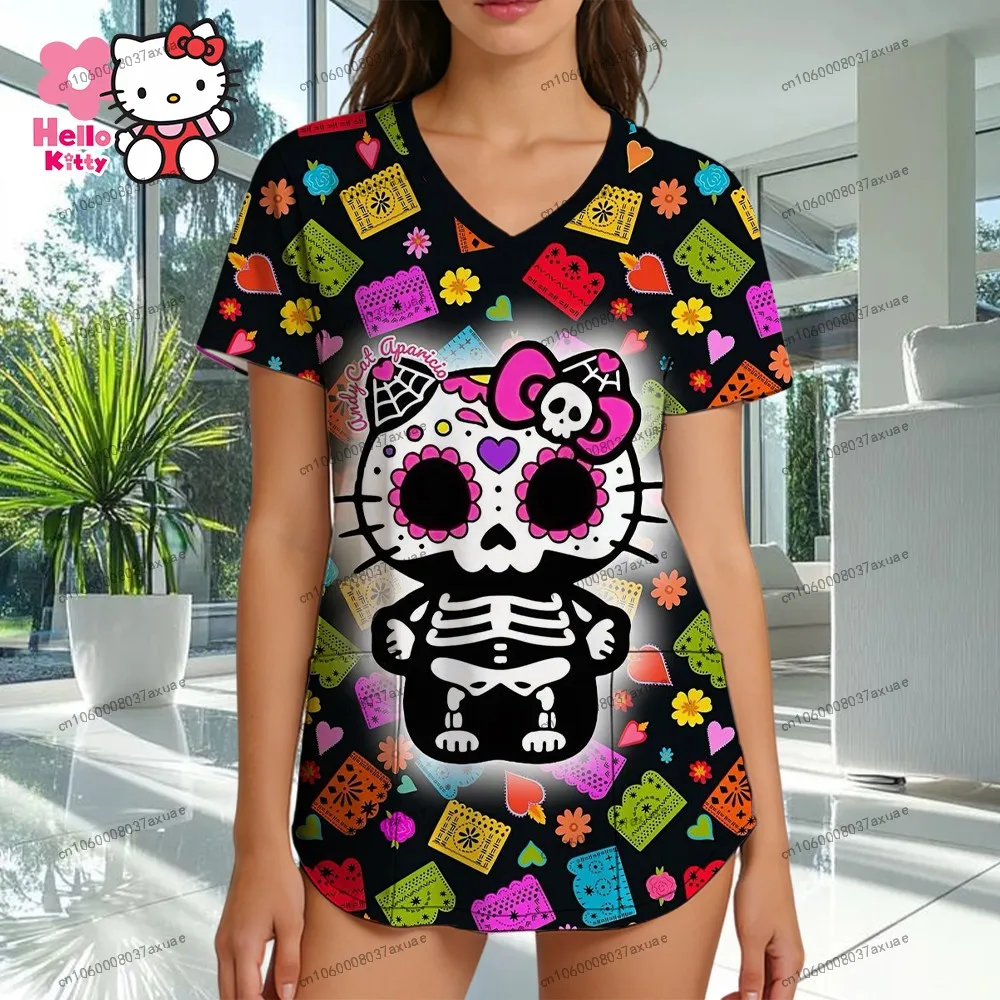 V Neck High Quality Sanrio Y2k Tops 2026 New Pocket Women's Nurse Uniform T-shirt Leisure Hello Kitty Kawaii Summer S-2XL Shirts
V Neck High Quality Sanrio Y2k Tops 2026 New Pocket Women's Nurse Uniform T-shirt Leisure Hello Kitty Kawaii Summer S-2XL Shirts