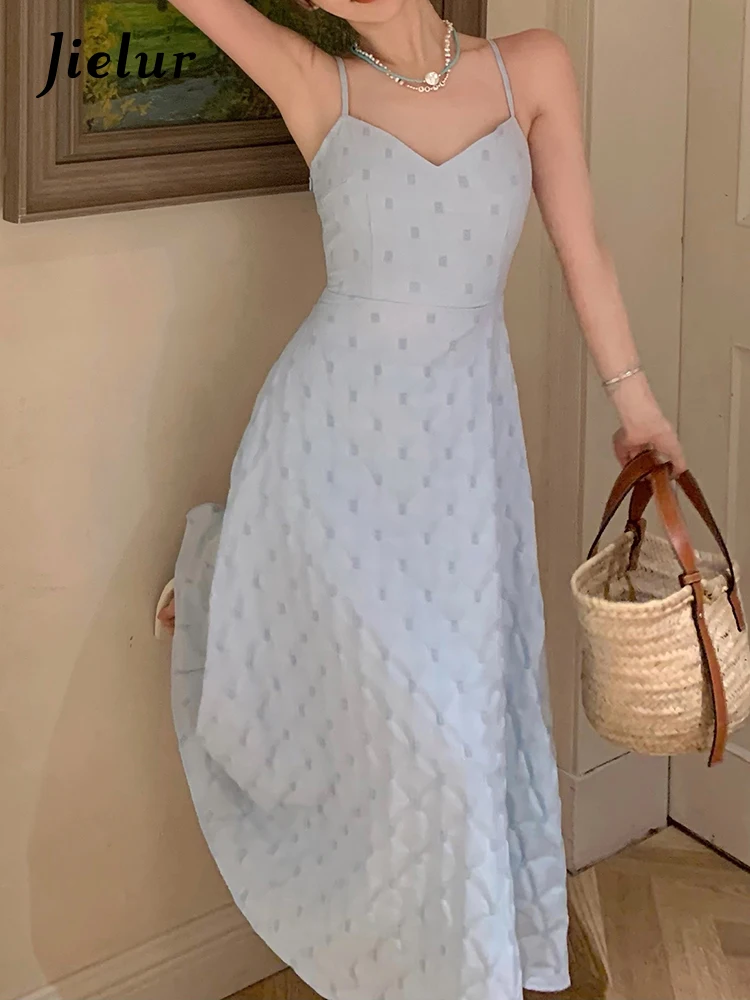 Jielur New Blue Sling Dress Women's Summer Korean Fashion Sexy Lady Lace Up Dress Sweet Bohemian Backless A-line Long Dresses
Jielur New Blue Sling Dress Women's Summer Korean Fashion Sexy Lady Lace Up Dress Sweet Bohemian Backless A-line Long Dresses