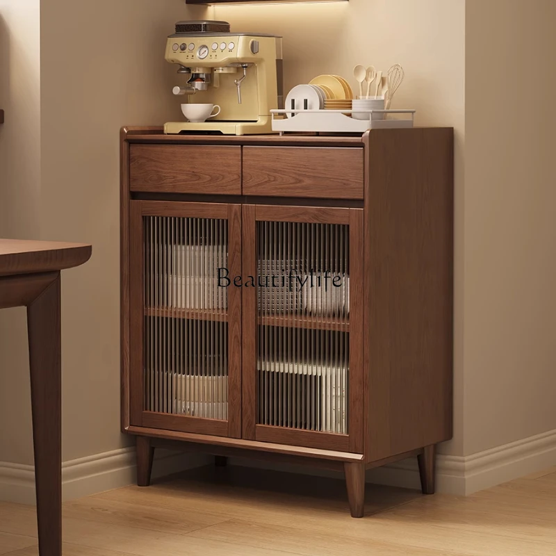 All solid wood dining side cabinet, simple modern walnut small apartment storage tea cabinet
All solid wood dining side cabinet, simple modern walnut small apartment storage tea cabinet