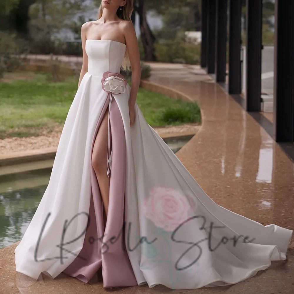LRosella Elegant Strapless 3D Flowers Bridal Gown Sleeveless With Split A Line Court Train Wedding Dress vestidos de novia 2025
LRosella Elegant Strapless 3D Flowers Bridal Gown Sleeveless With Split A Line Court Train Wedding Dress vestidos de novia 2025