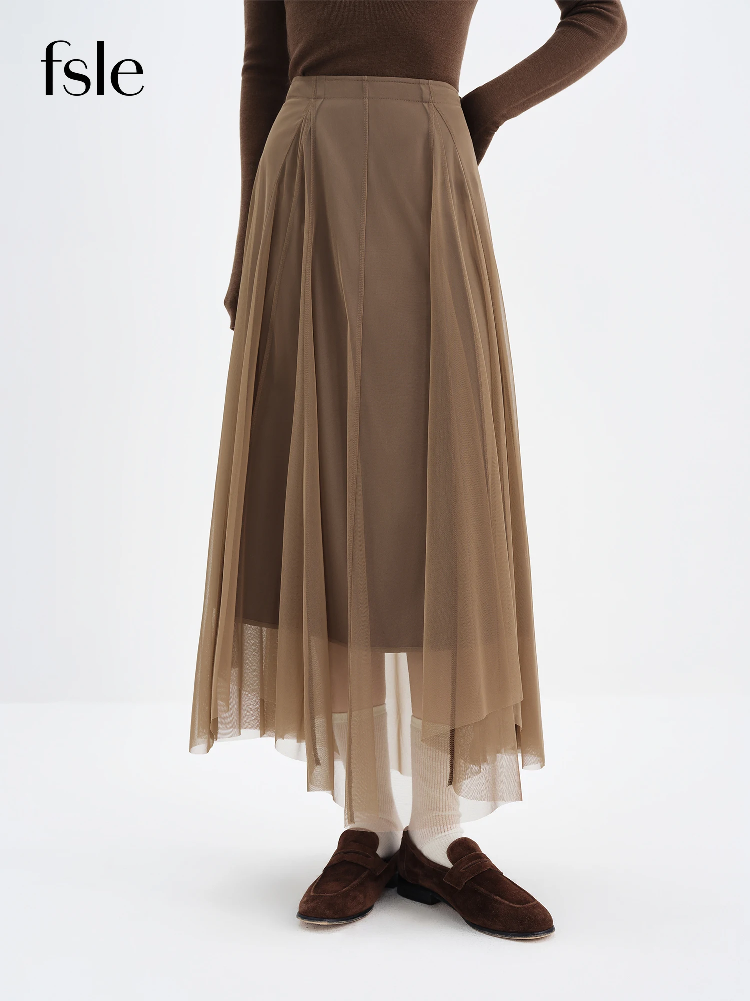 FSLE 2025 Winter Women's Asymmetrical Hem A-Line Chiffon Skirt in Brown - Flowy Long Maxi Skirt with Draped Design for Casual
FSLE 2025 Winter Women's Asymmetrical Hem A-Line Chiffon Skirt in Brown - Flowy Long Maxi Skirt with Draped Design for Casual