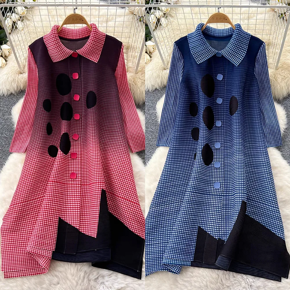 Miyake Folds Spring 2025 New Plaid Polka Dot Dress Medium and Long Lapel Skinny Foreign Style Shirt Skirt
Miyake Folds Spring 2025 New Plaid Polka Dot Dress Medium and Long Lapel Skinny Foreign Style Shirt Skirt