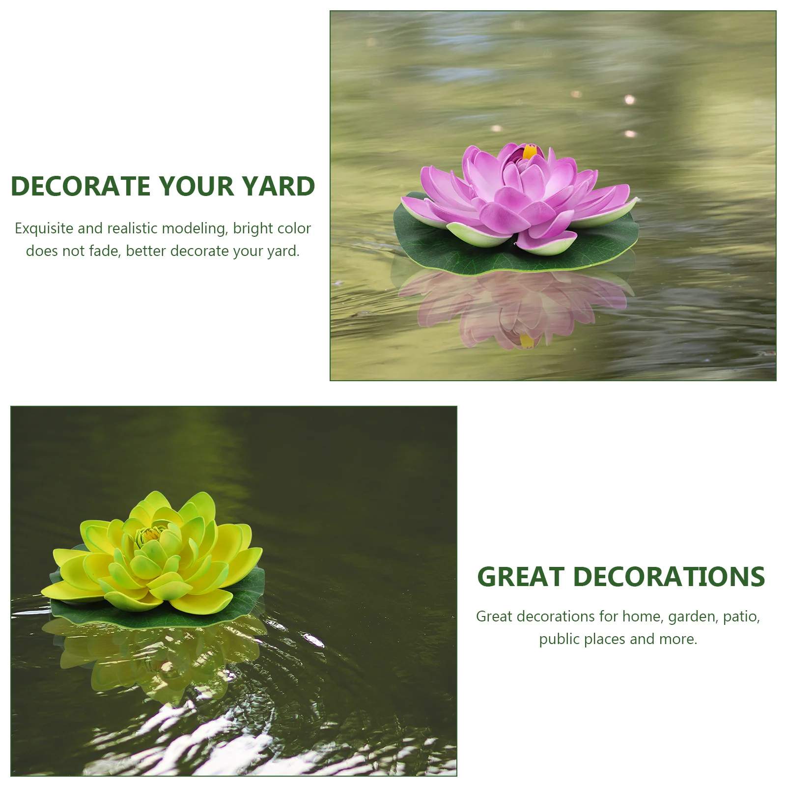 7Pcs Artificial Lotus Floating Water Lily Plastic Flowers Pond Decoration Realistic Simulation Water Surface Ornament for Garden
7Pcs Artificial Lotus Floating Water Lily Plastic Flowers Pond Decoration Realistic Simulation Water Surface Ornament for Garden