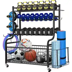 Home Gym Workout Equipment Storage Rack Weight Rack for Dumbbells for Balls Basketball Kettlebells Foam Roller Resistance Bands Home Gym Workout Equipment Storage Rack Weight Rack for Dumbbells for Balls Basketball Kettlebells Foam Roller Resistance Bands