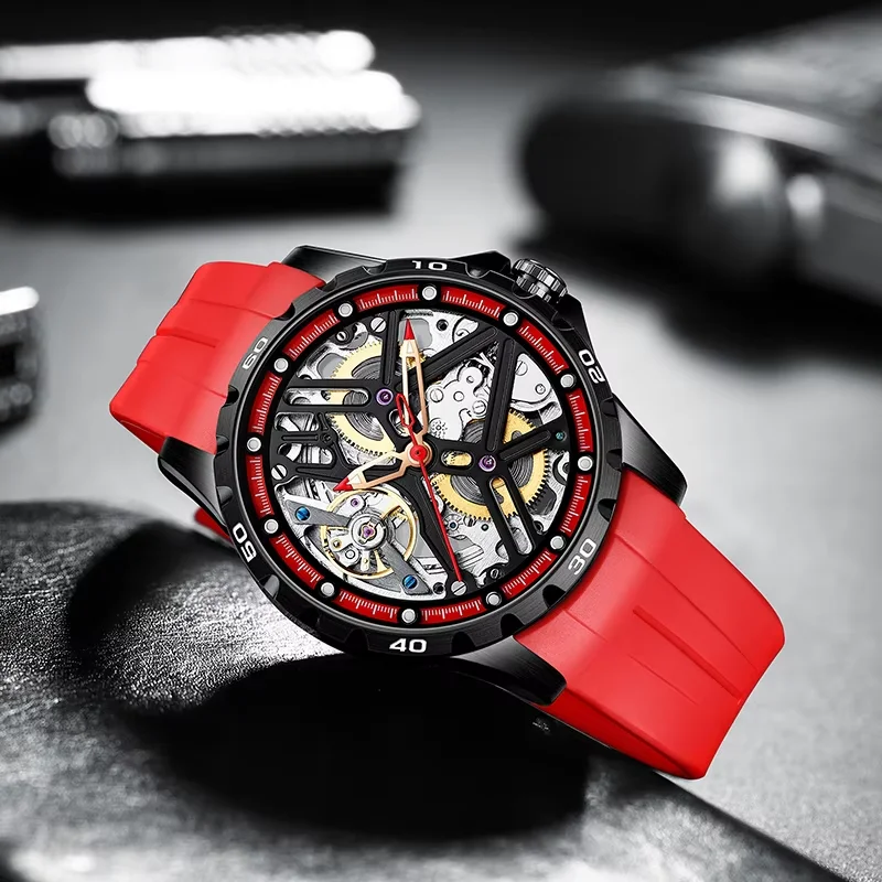 AILANG Skeleton Dial Automatic Mechanical Watch Men Stainless Steel Case Waterproof Luminous Sport Wristwatch Silicone Strap
AILANG Skeleton Dial Automatic Mechanical Watch Men Stainless Steel Case Waterproof Luminous Sport Wristwatch Silicone Strap