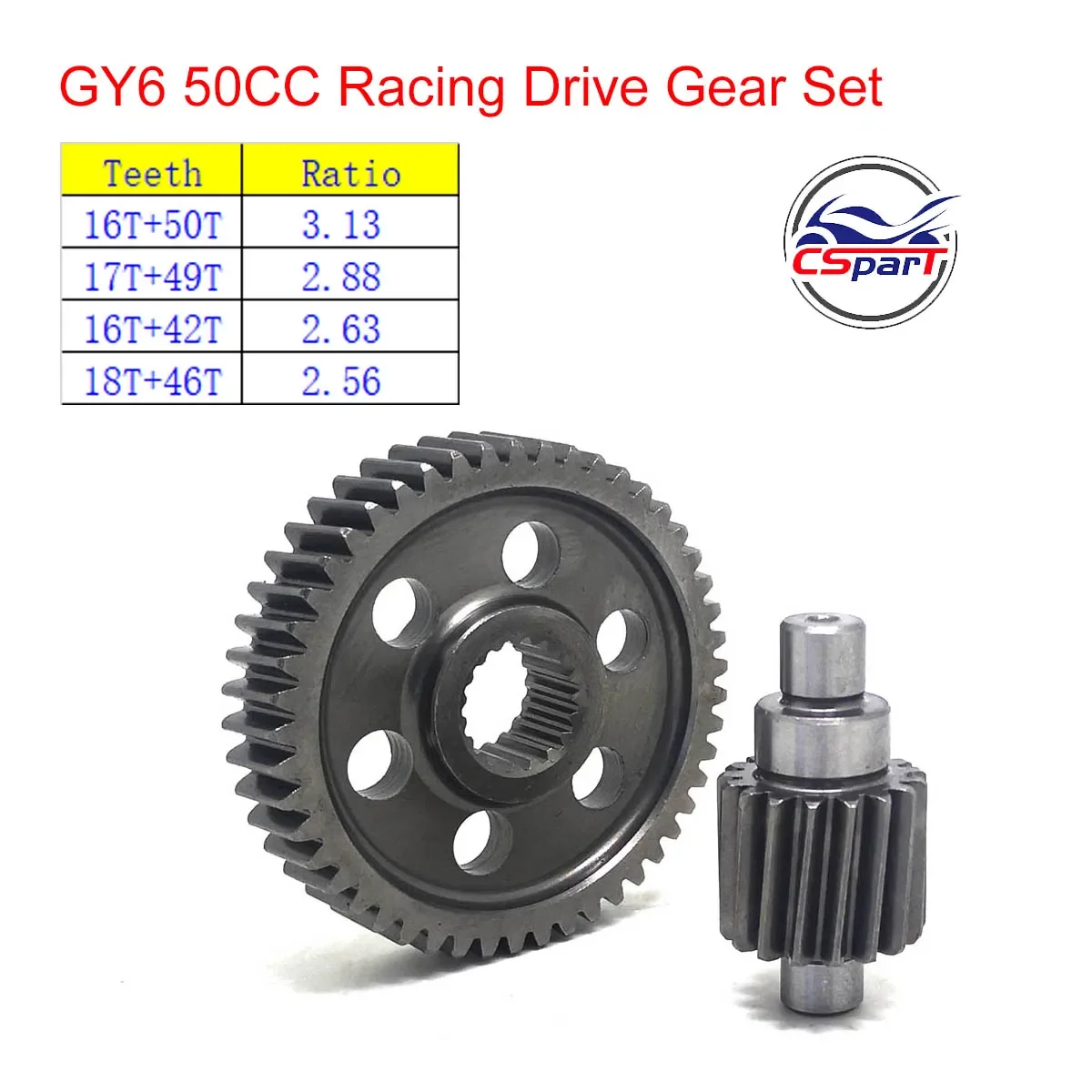 Racing Final Drive Gear Set GY6 50cc 60CC 80CC 16T 17T 18T 139QMB 1P39QMB Scooter Taotao Jonway Baotian
Racing Final Drive Gear Set GY6 50cc 60CC 80CC 16T 17T 18T 139QMB 1P39QMB Scooter Taotao Jonway Baotian