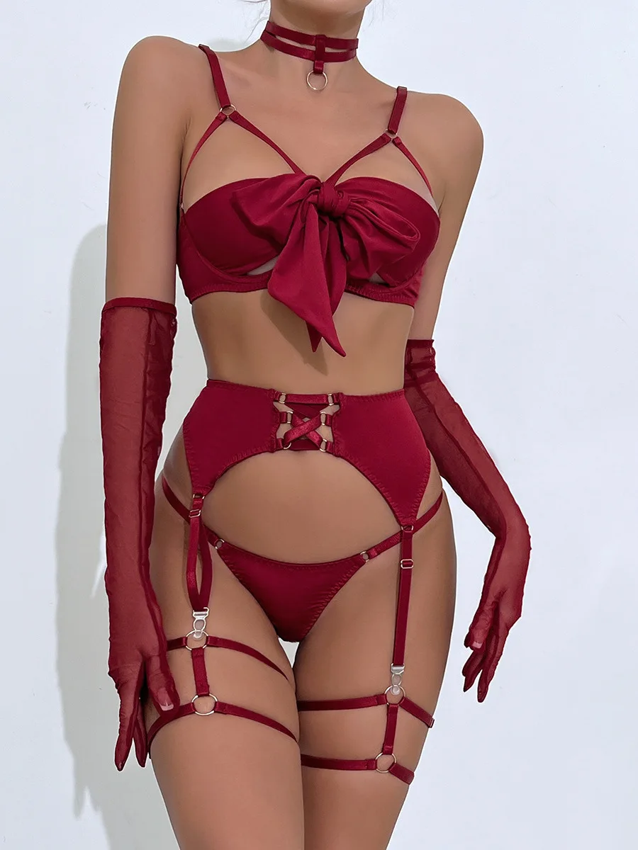 Sexy Lingerie Set with Bow Tie Straps High Waist Bra Fixed Double Strap Gathered Bust Summer Collection for Young Women
Sexy Lingerie Set with Bow Tie Straps High Waist Bra Fixed Double Strap Gathered Bust Summer Collection for Young Women