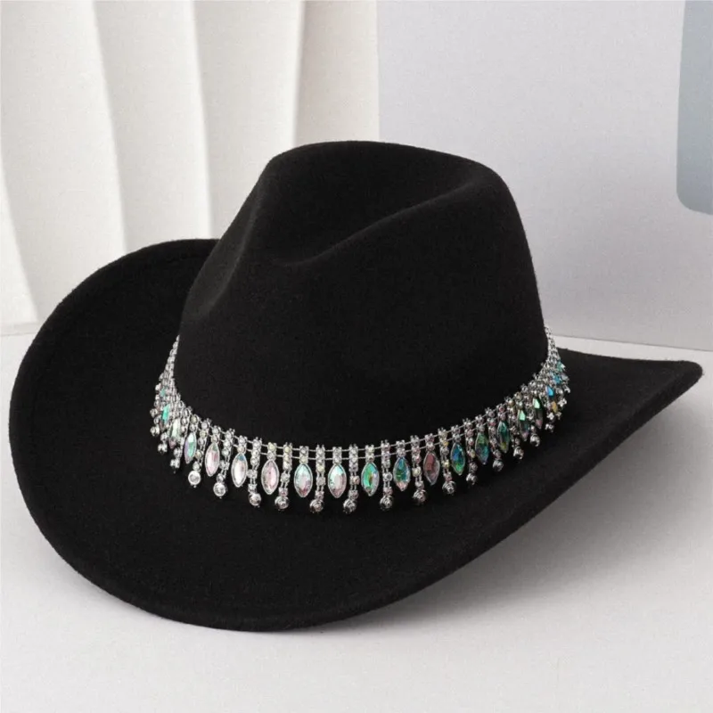 Wide double drainage pendant tassel chain top hat felt
Wide double drainage pendant tassel chain top hat felt